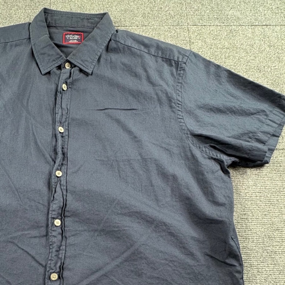 UNTUCKit Briscoe Navy Blue Short Sleeve Button Down Shirt Mens XXL Regular Fit